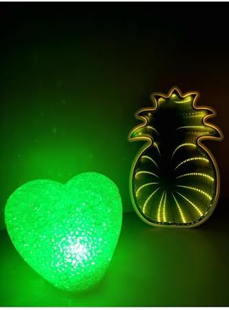 Işık kasabası(164) Ayna yansımalı sarı ananas ve RCB damla silikon kalp LED gece lambası Sarı