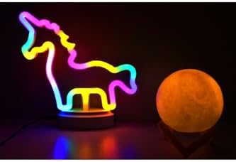 Sevimli Renkli Neon Ve 3D Küre Stantlı, Pil + Kablo'lu Gece Lambası Çocuk Odası Festival Parti Dekorasyon
