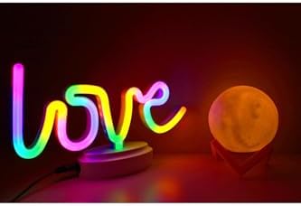 Işık kasabası(104) LOVE Neon ve Küre Gece Lambası, 3D,yazılı konsept Renkli