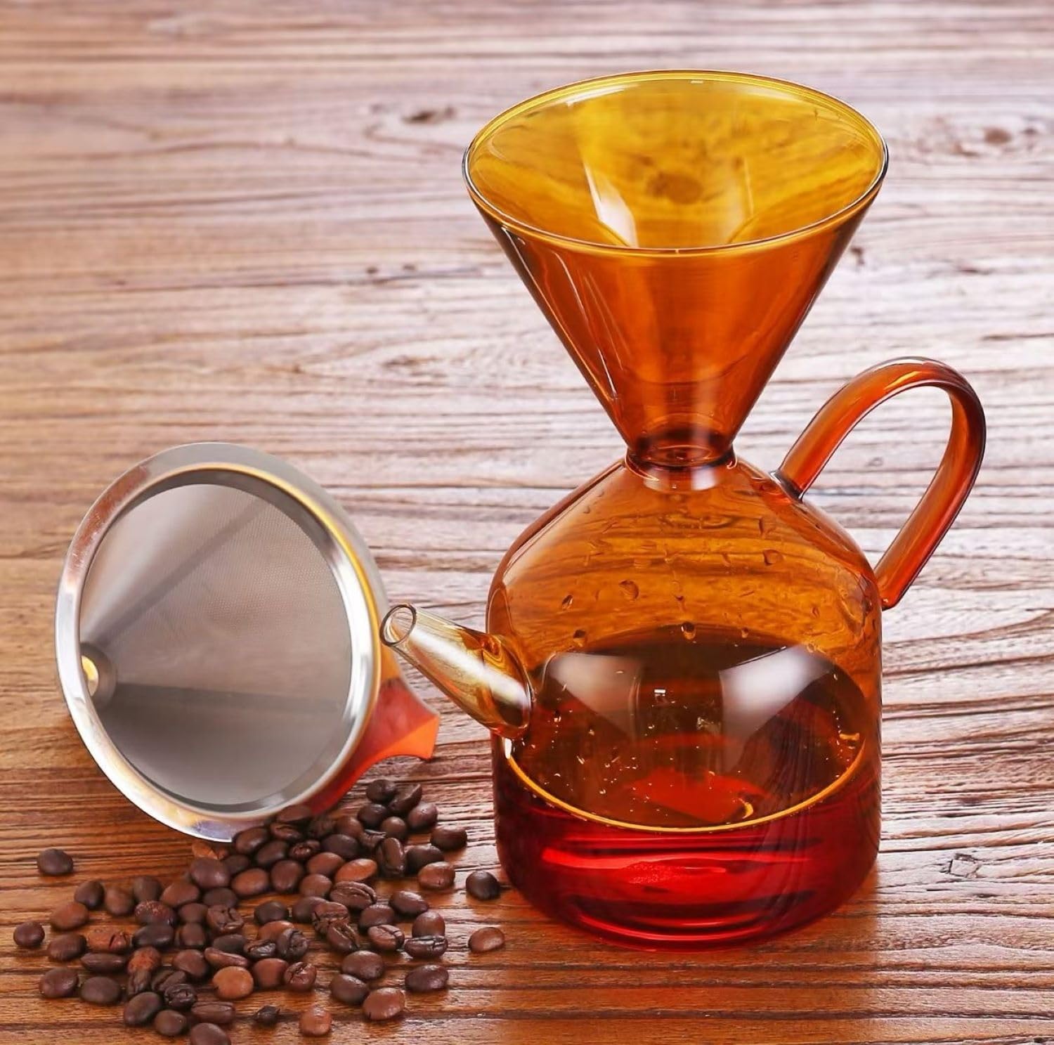 Alternative view of Miter Premium Borosilikat Cam Kahve Demleme Sürahisi 600ml Dayanıklı Tarzı Manuel Kahve Demliği Filtre Aparatlı Şık Tasarım