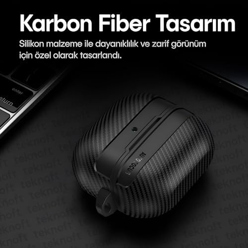 Alternative view of Galaxy Buds 3 Pro, Buds 3 ve Buds 3 FE ile Uyumlu Mat Karbon Fiber Dokulu Darbelere Dayanıklı Premium Silikon Kılıf (Galaxy Buds 3 Pro/3/3 FE)
