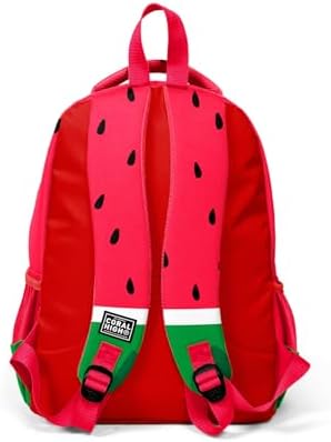 Üç Bölmeli Okul Sırt Çantası, Kırmızı Yeşil Karpuz Desenli, Polyester, 18.5 Litre, Ortopedik, 31x15x40 cm