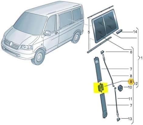 Alternative view of Yan Sürgülü Cam Kilitleme Mandalı 7H0847781B VW Transporter T6 ile uyumlu 2010-2015
