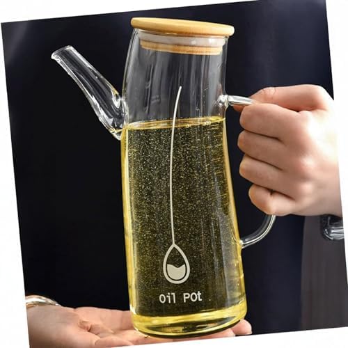 Alternative view of Bambu Kapklı Borosilikat Cam Yağlık & Sirkelik – 1 Litre | Dayanıklı & Sızdırmaz Tasarım | Bambu Kapaklı Şeffaf Cam Yağdanlık – 1000ml