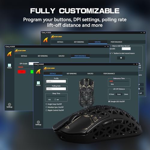 Alternative view of ATTACK SHARK R5 Ultra Karbon Fiber HyperSpeed Kablosuz Gaming Mouse – 39g Süper Hafif, PAW3950MAX Sensör, 42000 DPI, 8000Hz Kablosuz Polling, BT/2.4G/Kablolu USB-C, Windows/Mac Uyumlu –