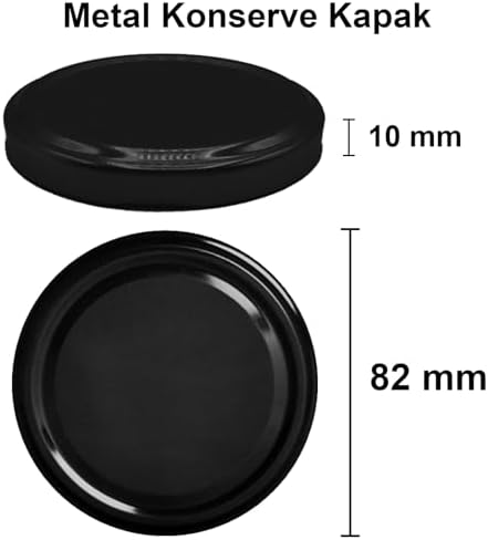 720 ml Şeffaf Kavanoz 720 cc Konserve Metal Siyah Kapaklı Cam Kavanoz 6 Adet