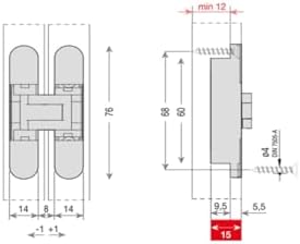 Gizli Menteşe 76X14 Mm 16 Kg Mat Antik Bronz Renk Tek Ebat Hg104Ht01 Abm