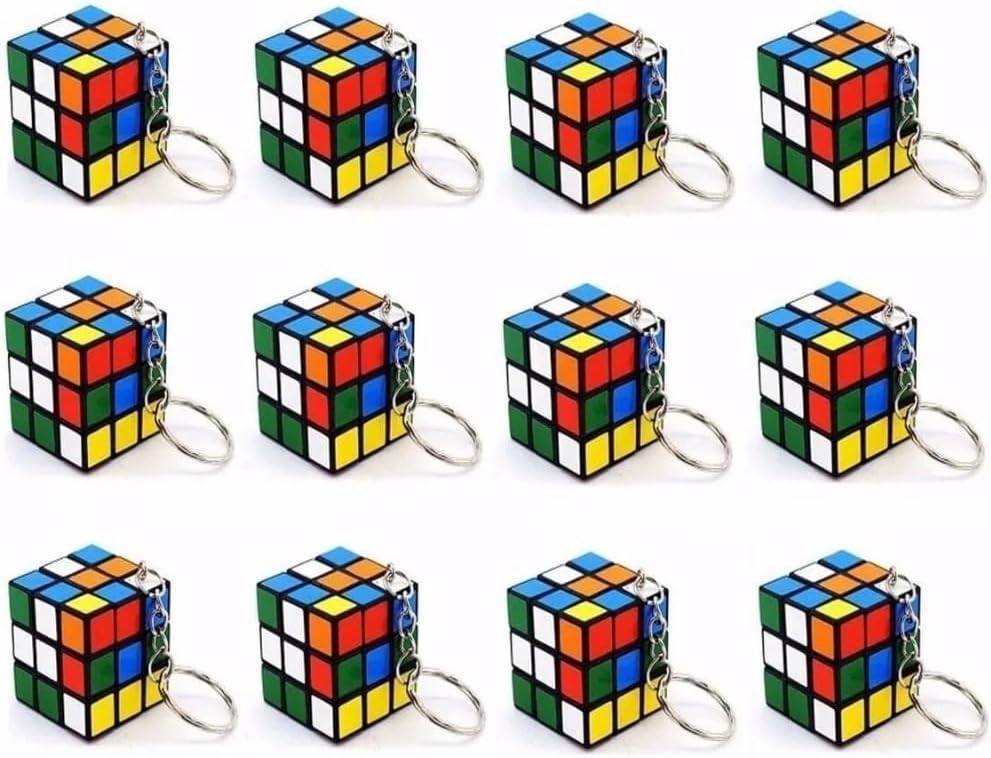 Mini Rubik Küp Anahtarlık Seti, Renkli Bulmaca Oyuncağı, Zeka Küpü Mini Anahtarlık 12 Adet