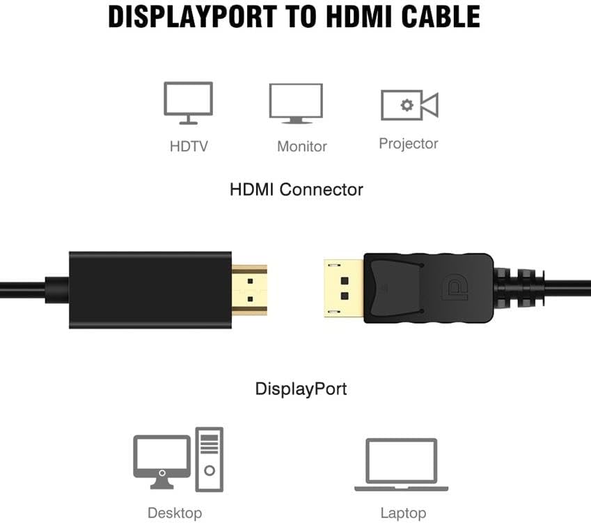 Alternative view of 1843 1.8 Metre Displayport To Hdmi Çevirici Dönüştürücü Adaptör Kablosu 24 Ayar Altın kaplama giriş uçları Yüksek kaliteli