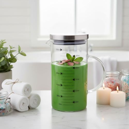Alternative view of 1100ml Metal Kapaklı Cam Yağlık ve Ölçü Kabı – Dayanıklı ve Şeffaf Sıvı & Kuru Malzeme Ölçme Kabı | Mutfak İçin Hassas Ölçüm ve Saklama Çözümü 1100ml - Cam Sürahi Ölçü Kabı