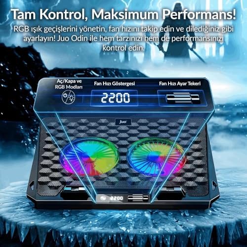 Alternative view of Odin RGB Işıklı Gaming 2200RPM Çift Fan LED Display Laptop Notebook Soğutucu Stand