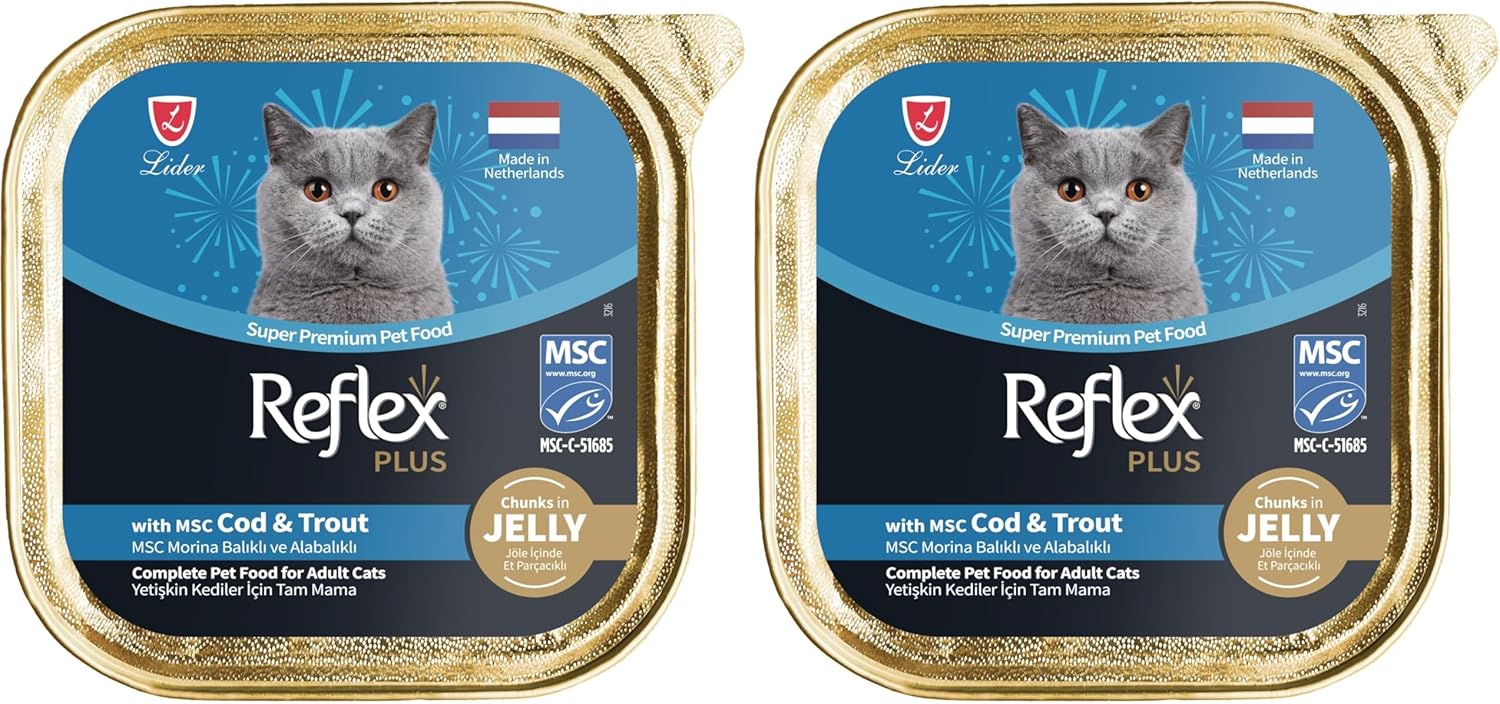 Reflex Plus Chunks In Jelly With Cod&Trout Yetişkin Kedi Maması 85 Gr 2li paket