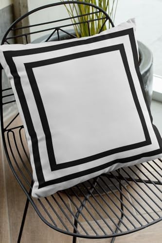 Alternative view of Viva 43X43Cm Tay Tüyü Dokuma Premium Kumaş Çift Taraflı Kırlent Yastık Kılıfı Modern Çerçeveli Krl321