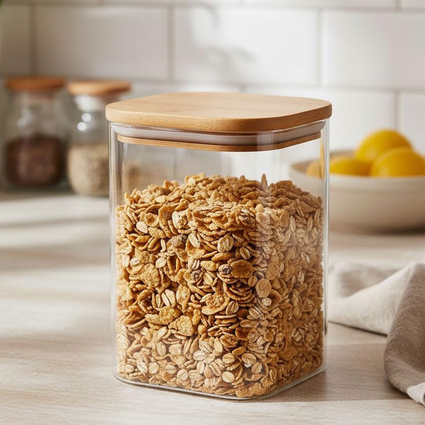 Alternative view of 700ml Sızdırmaz Vakumlu Bambu Kapaklı Borosilikat Cam Kavanoz – Hava Geçirmez & Dayanıklı Gıda Saklama Kabı (10cm x 13cm)