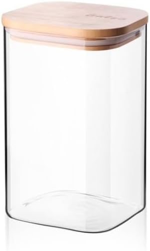 1100ml Sızdırmaz Vakumlu Bambu Kapaklı Borosilikat Cam Kavanoz – Hava Geçirmez & Dayanıklı Gıda Saklama Kabı (10cm x 17cm)