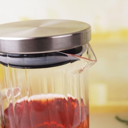 1000ml Metal Kapaklı Borosilikat Cam Yağlık & Sürahi – Şık, Dayanıklı ve Sağlıklı Saklama Çözümü (8cm x 20cm)
