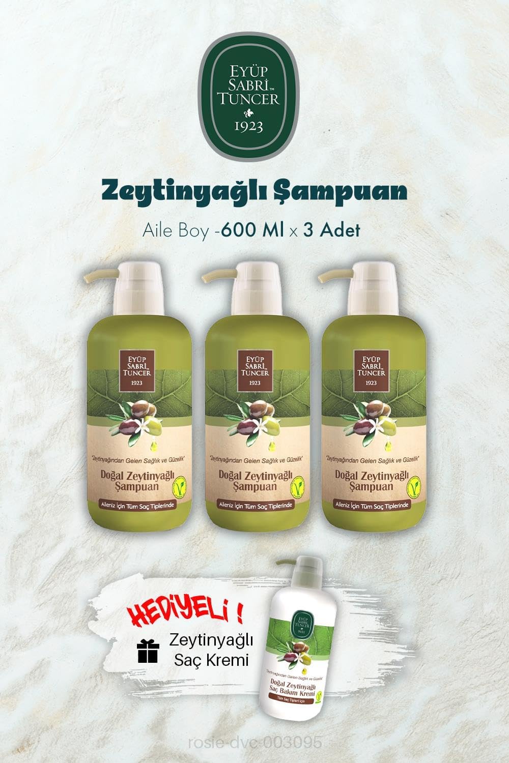 Alternative view of Zeytinyağlı Şampuan 600 ML X 3 ve Saç Kremi Hediyeli