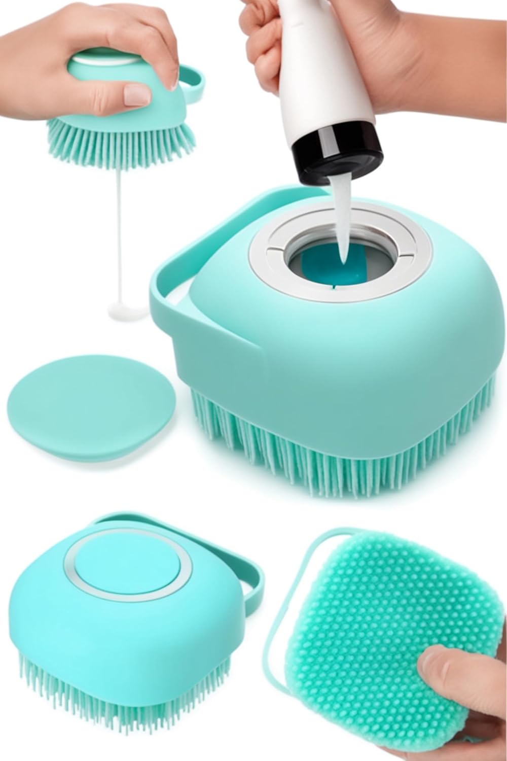 Alternative view of Şampuan Hazneli Silikon Banyo Lifi Peeling Etkili Masaj Fırçası Derinlemesine Temizlik ve Ölü Deri Arındırma İçin Pratik Cilt Bakım Aleti