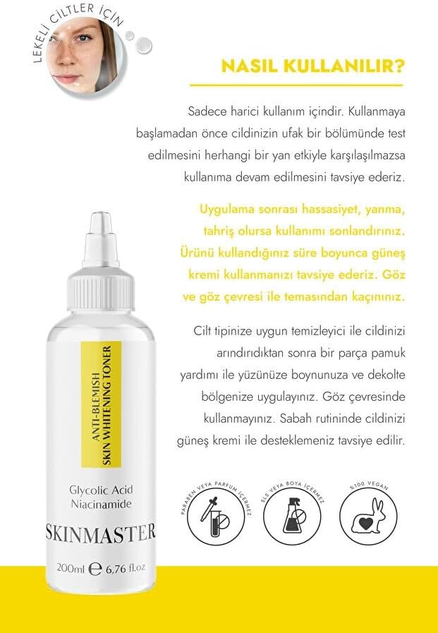 Leke Oluşumunu Gidermeye Yardımcı Cilt Tonu Eşitleyici Tonik