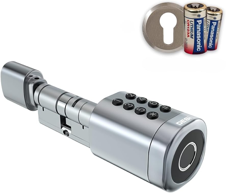 Desi Quic Q001 Dijital Kapı Kilidi, Akıllı Kilit Sistemi, Parmak İzli Kilit, Tuş Takımı ve Kart Okuyucu (Çelik Kapı İçin Rozet ve 2 adet CR123A Özel Batarya Dahil Set)