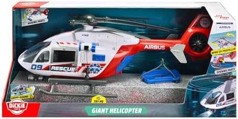 Dickie Toys, 203719035, Airbus H145 Oyuncağı, Işıklı & Sesli, Manuel Vinç, Pervane, Açılabilir Kapılar Ve Arka Kapak, Sedye, 1:24, 54 Cm