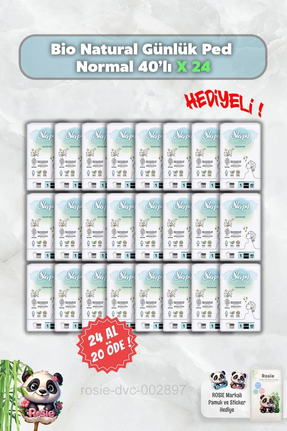 24 AL 20 ÖDE Bio Natural Günlük Ped Normal 40'lı ve Rosie