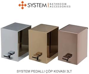 Alternative view of Pedallı Kare Çöp Kovası 3 Lt Antik 262X245X180 Mm Krom Tek Ebat Ba4055 031 Abm-Abm