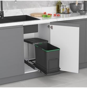 Tls. Raylı Plastik Gövde Çöp Kovası 24 Lt.- Gri Tek Ebat Zsx S-2571-A