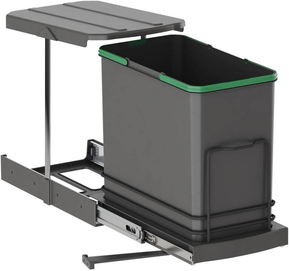 Alternative view of Tls. Raylı Plastik Gövde Çöp Kovası 24 Lt.- Gri Tek Ebat Zsx S-2571-A