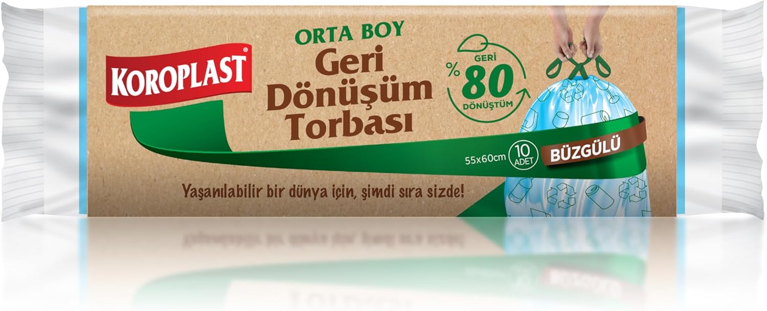 Alternative view of Tekrar Dönüştürülebilir Geri Dönüşüm Torbası 55x60 Cm 10'lu, Sızdırmaz, Kolay Bağlanabilir Atık Poşeti, Ev, ofis, okul, restoran, market, otel, hastane, apartman, park, bahçe, depo, fabrika