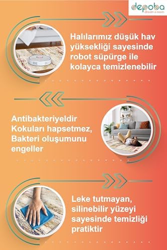 Zeran Şönil Kaymaz Doğal Pamuk Tabanlı Yıkanabilir Antibakteriyel Çevre Dostu Salon Halısı 120x180