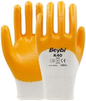 Beybi K40 Sarı Nitril İşçi İş Eldiveni Xl/10/12 Adet