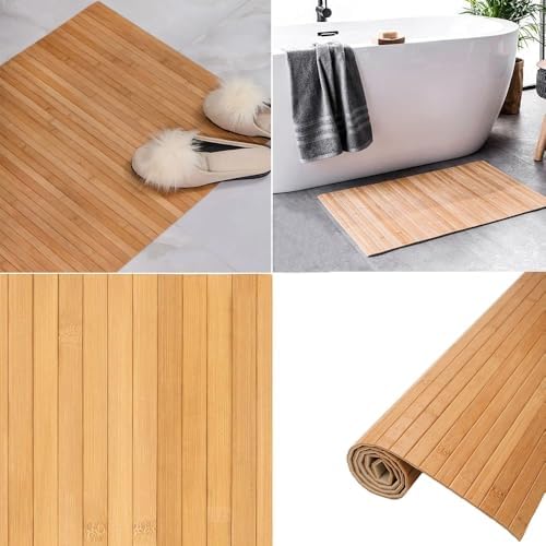 Doğal Bambu Banyo Paspası, Duş ve Küvet için Kaymaz Mat, Çok Amaçlı Kullanım