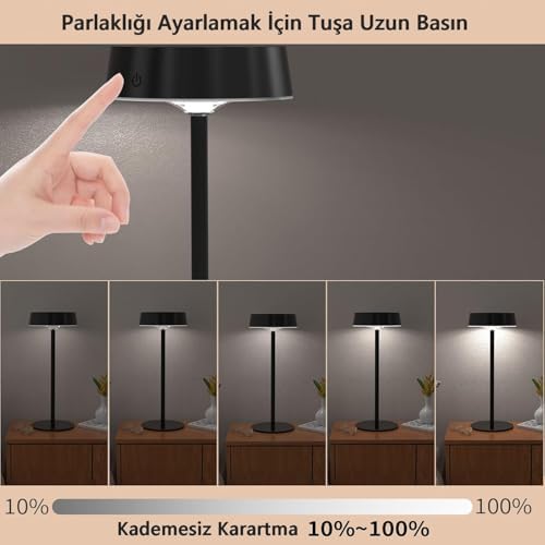 Solar Şarjlı Masa Lambası Dimmerli Dekoratif Dokunmatik Cafe Lambası Üç Işık Modu