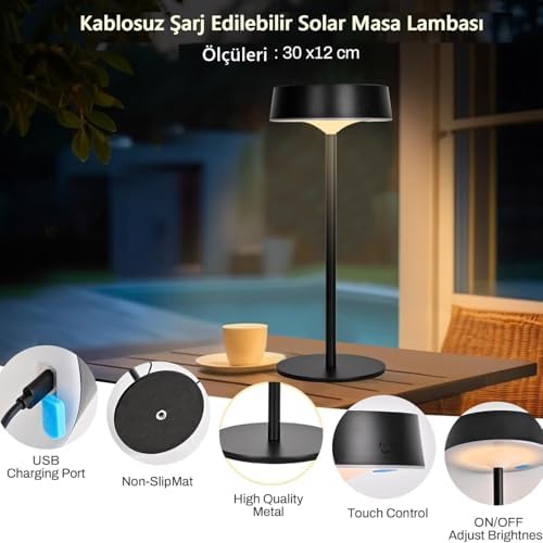 Alternative view of Solar Şarjlı Masa Lambası Dimmerli Dekoratif Dokunmatik Cafe Lambası Üç Işık Modu