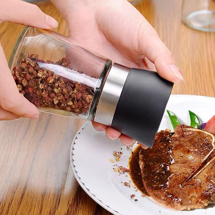 Alternative view of 2'li Ayarlanabilir Tuz ve Karabiber Değirmeni – Seramik Öğütücü, Baharat Öğütme için Mükemmel Tasarım, 180 ml Kapasiteli, Dayanıklı ve Şık Baharat Değirmeni Seti (Siyah-Beyaz, 180 Ml)