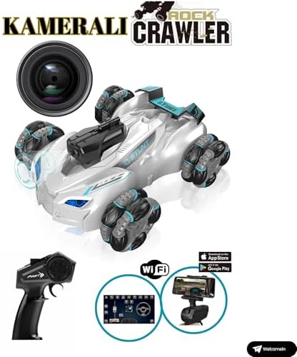 Oyuncak 2.4 GHz Full Fonksiyon Uzaktan Kumandalı 1080P HD Kameralı Telefona Bağlanabilir 4x4 Akrobat Araba (Beyaz)