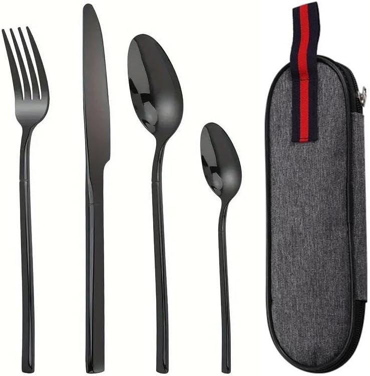 Çantalı Yolculuk Çatal Kaşık Bıçak Seti Kişiye Özel 1. Sınıf Paslanmaz Çelik Ofis Okul Kamp Restaurant C3404