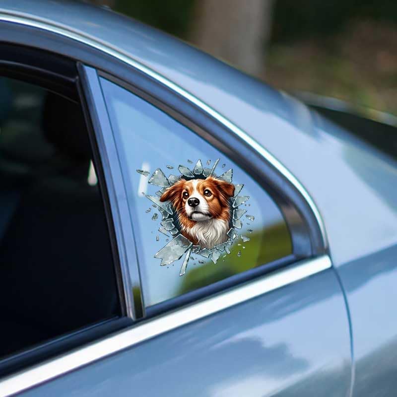 Alternative view of Fulcar 3D Avustralya Köpeği Araç Cam Stickeri, Kırık Cam Efektli, Dekoratif