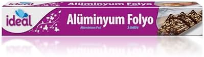 İdeal Alüminyum Folyo 5 mt, BPA İçermez, Dayanıklı Yapışmaz Folyo 30 cm x 5 mt, Tavuk, Izgara, Et, Yemek, Gıda Artıklarını Saklamak için İdeal, Mutfakta Çok Yönlü Kullanım, Yüzey Korumaya Uygun