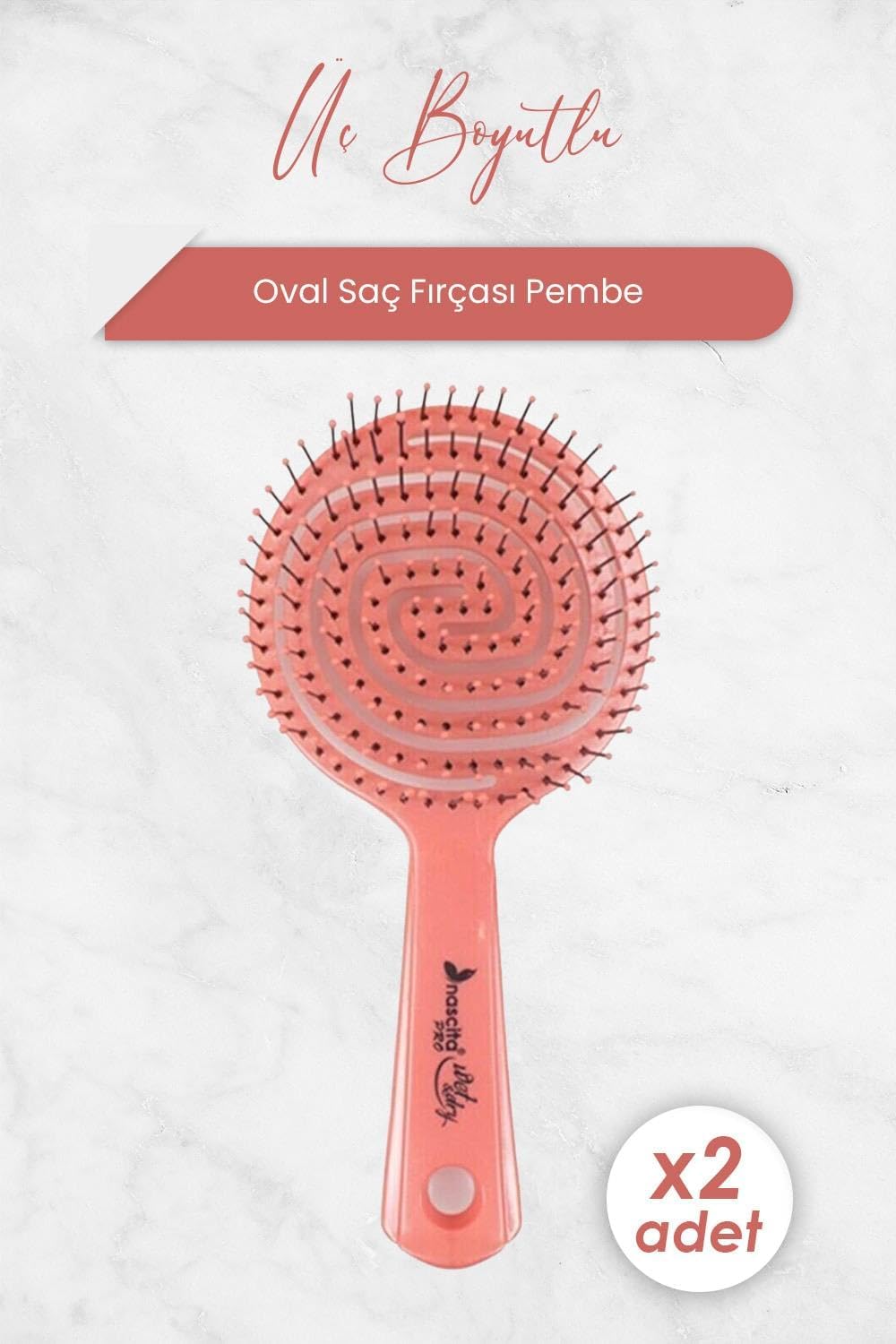 Alternative view of Üç Boyutlu Oval Saç Fırçası Pembe x 2 Adet