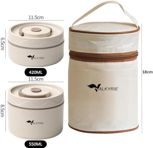 Alternative view of 2 Gözlü Paslanmaz Çelik Isı Yalıtımlı Yemek Kabı Seti Çantalı 304 Steel 420ml + 550ml