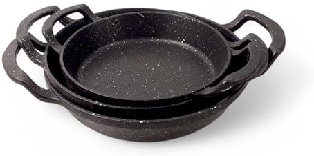 3'lü Döküm Sahan Seti, 3'lü Yumurta, Omlet Tavası, 3 Boy Döküm Siyah Granit Sahan Tava (22cm-20cm-18cm)
