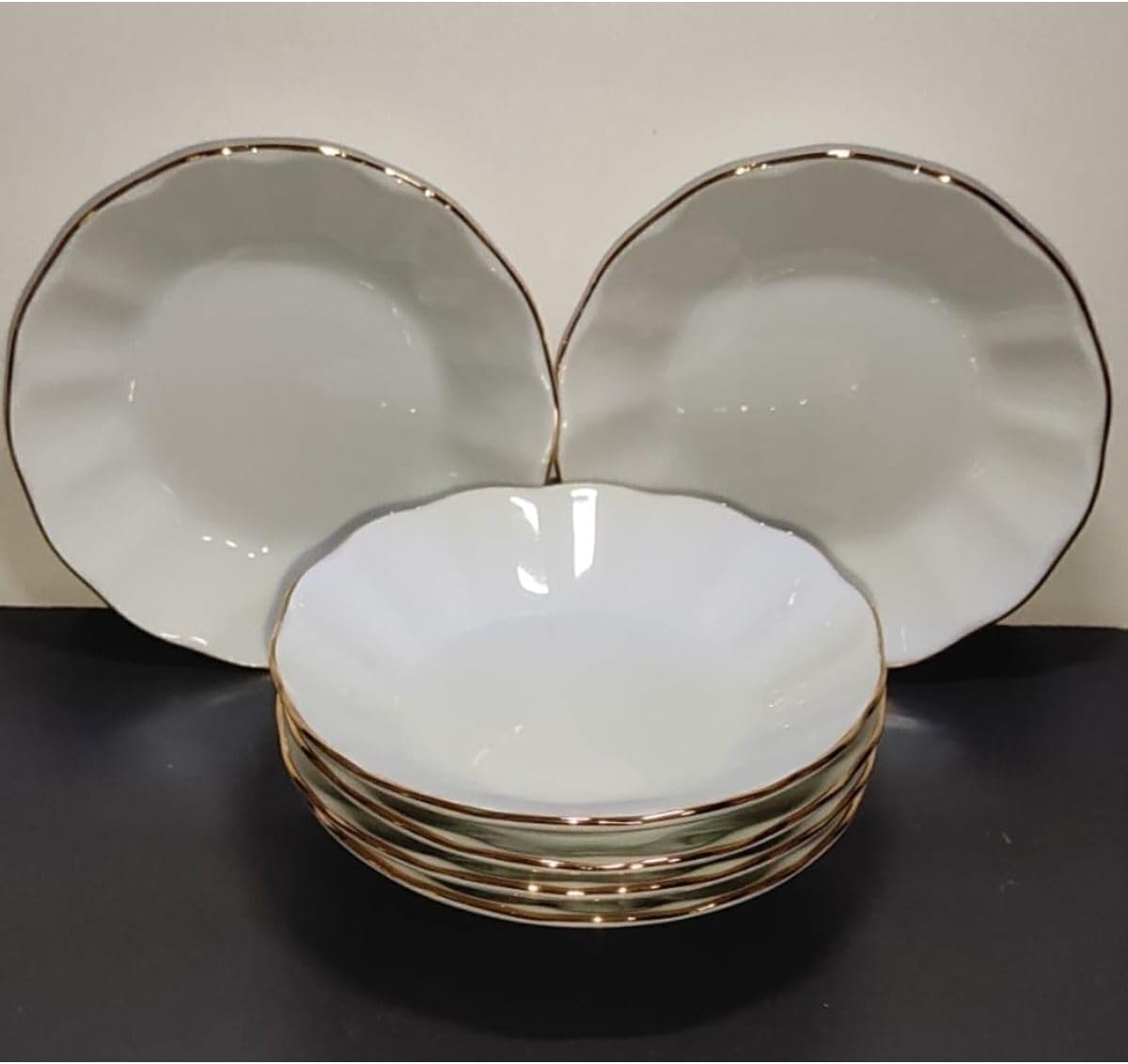 PORSELEN 12 CM ALTIN YALDIZ 12'Lİ ÇAY TABAK 86909473921792