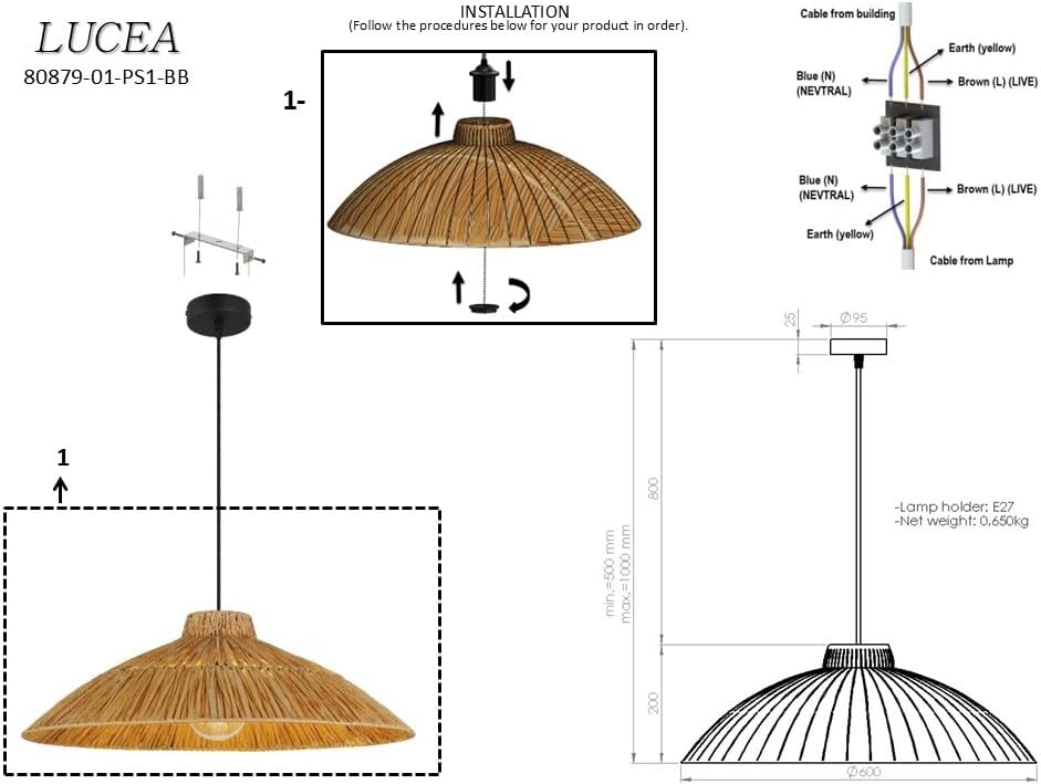 Alternative view of ROMADA K.BOY BAMBOO TEKLİ 1XE27