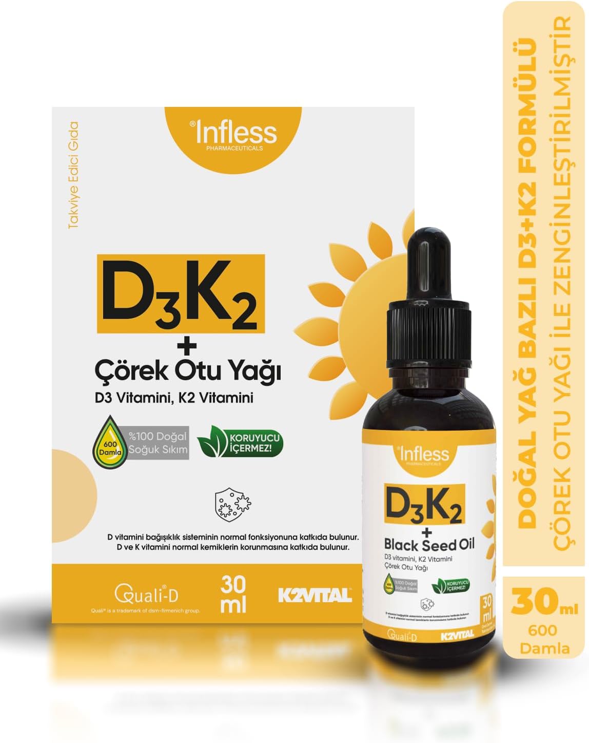 Alternative view of Vitamin D3 K2 + Çörek Otu Yağı 30 ML