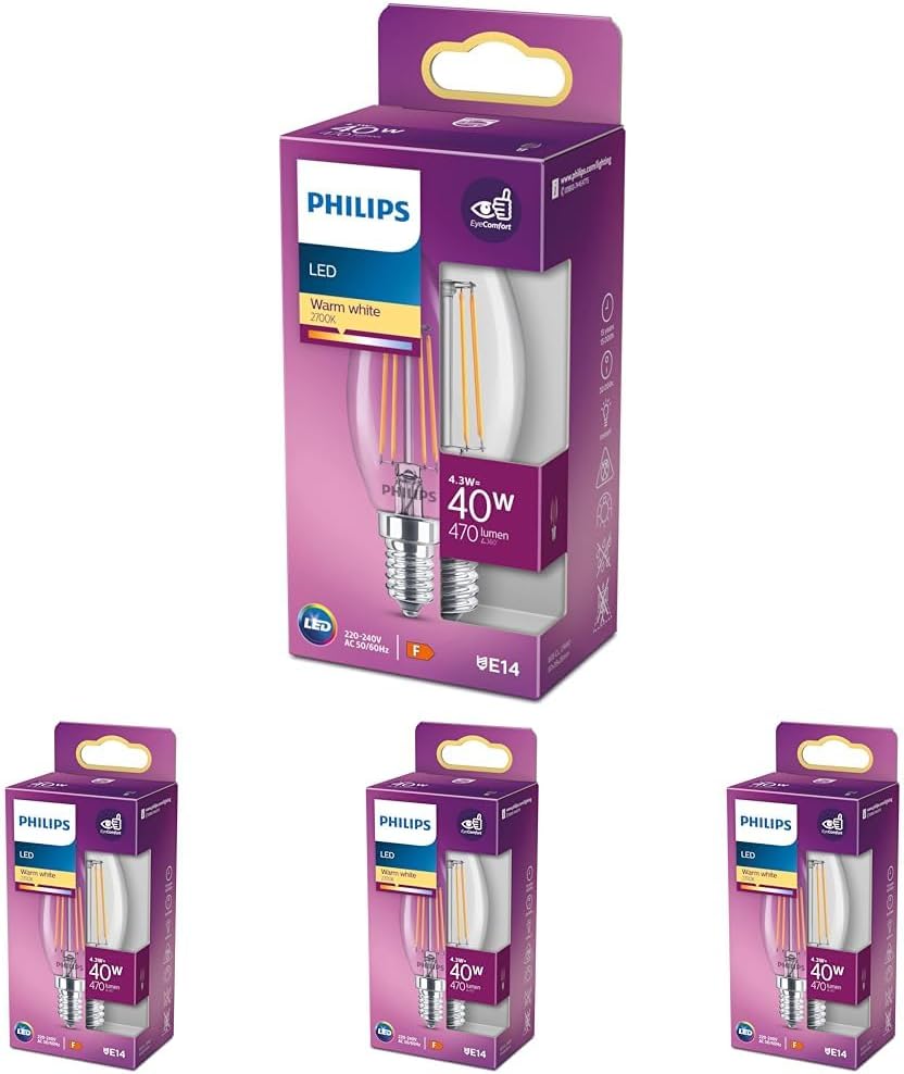 Alternative view of LED 40W B35 Led Mum Filament Ampul, 2700K Sarı Işık, E14 İnce Duy, Dim Edilmez 4lü paket