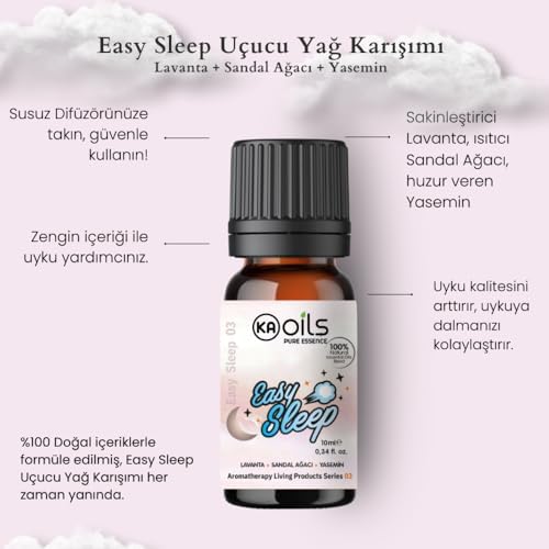 Easy Sleep Uçucu Yağ Karışımı - Lavanta + Sandal Ağacı + Yasemin 10 ml -%100 Saf Ve Doğal Rahatlatıcı Aromaterapi Yağı | Uyku Desteği |