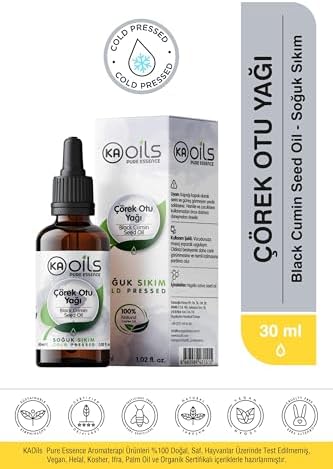 Çörek Otu Yağı (Nigella Sativa - Cumin Seed Oil) 30 ml - Cilt ve Saç Bakımı İçin İdeal - Gıda Kalite, Saf ve Soğuk Sıkım | 100% Pure & Natural