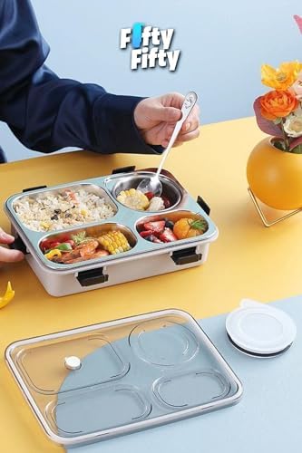 Alternative view of Büyük Ebat 850 ML (Paslanmaz Çelik Tek Kat Dört Bölmeli Çorba Kaseli Lunch Box Yeni Nesil Sefer Tası -FFLBOX50433